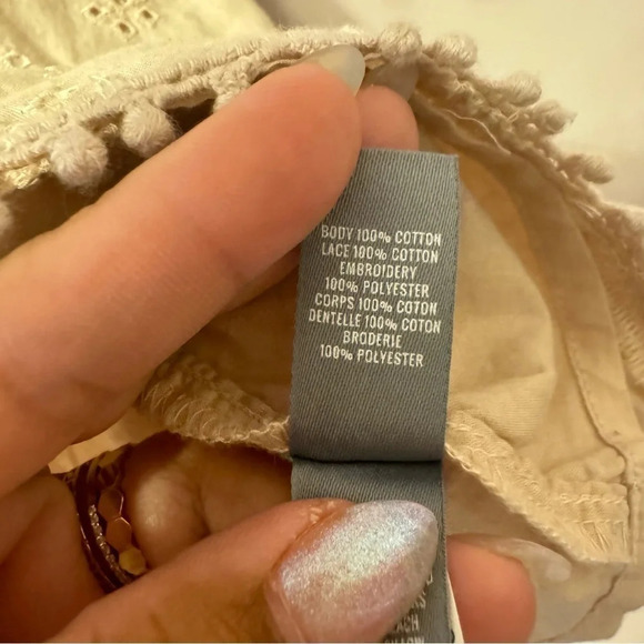 Aerie Tan Embroidered Eyelet Crop Top Tie Shoulder Size S - Picture 5 of 6